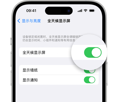 蒲江苹果15预约维修分享iPhone15如何设置全天候显示屏幕可见 