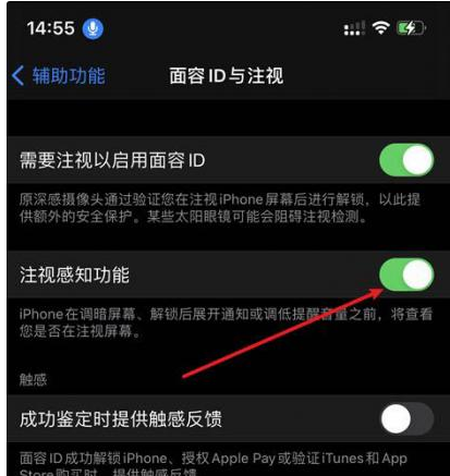 蒲江苹果14维修网点分享iPhone14注视感知功能有什么用 